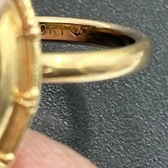 Vintage Designer Art Deco 10k Yellow Gold 3.5 grams Marquise Black Onyx Ring 6.5 - Picture 8 of 9